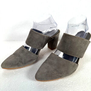 Able Joselyne Gray Suede Slingback Heels Women's 9.5 Pointed Toe 3.25" Heel